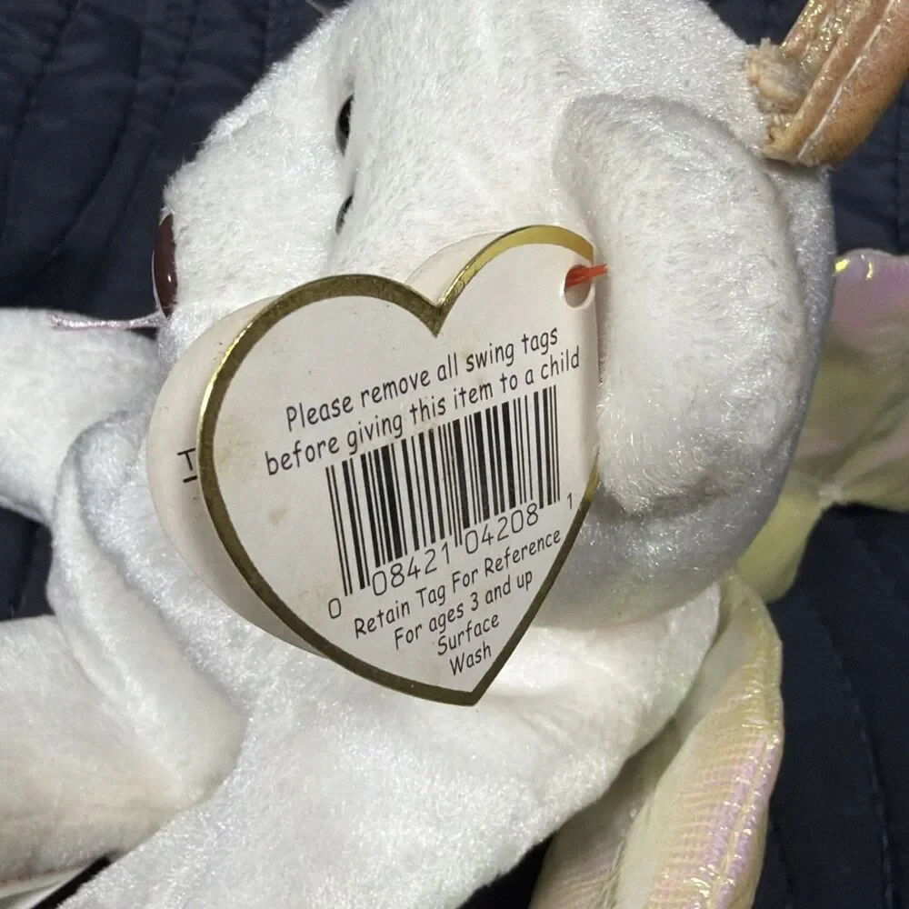 Ty Beanie Baby Halo Angel Bear 1998 DOB White Plush w/ Hang Tag Retired